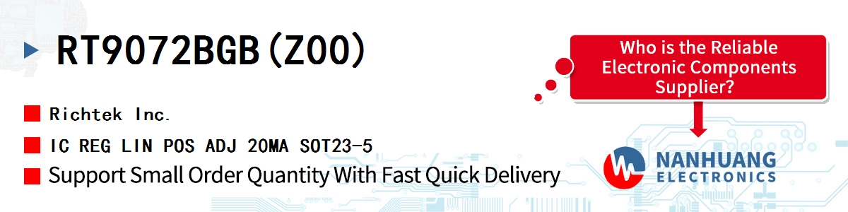 RT9072BGB(Z00) RICHTEK IC REG LIN POS ADJ 20MA SOT23-5