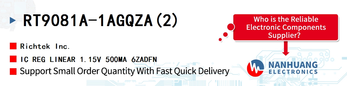 RT9081A-1AGQZA(2) RICHTEK IC REG LINEAR 1.15V 500MA 6ZADFN