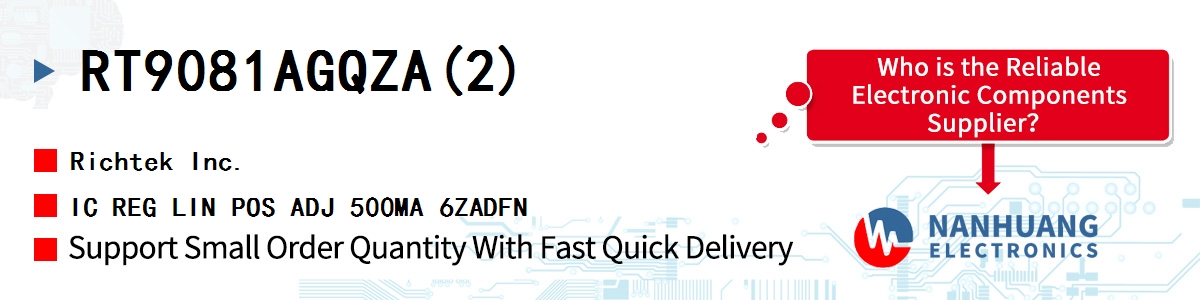 RT9081AGQZA(2) RICHTEK IC REG LIN POS ADJ 500MA 6ZADFN